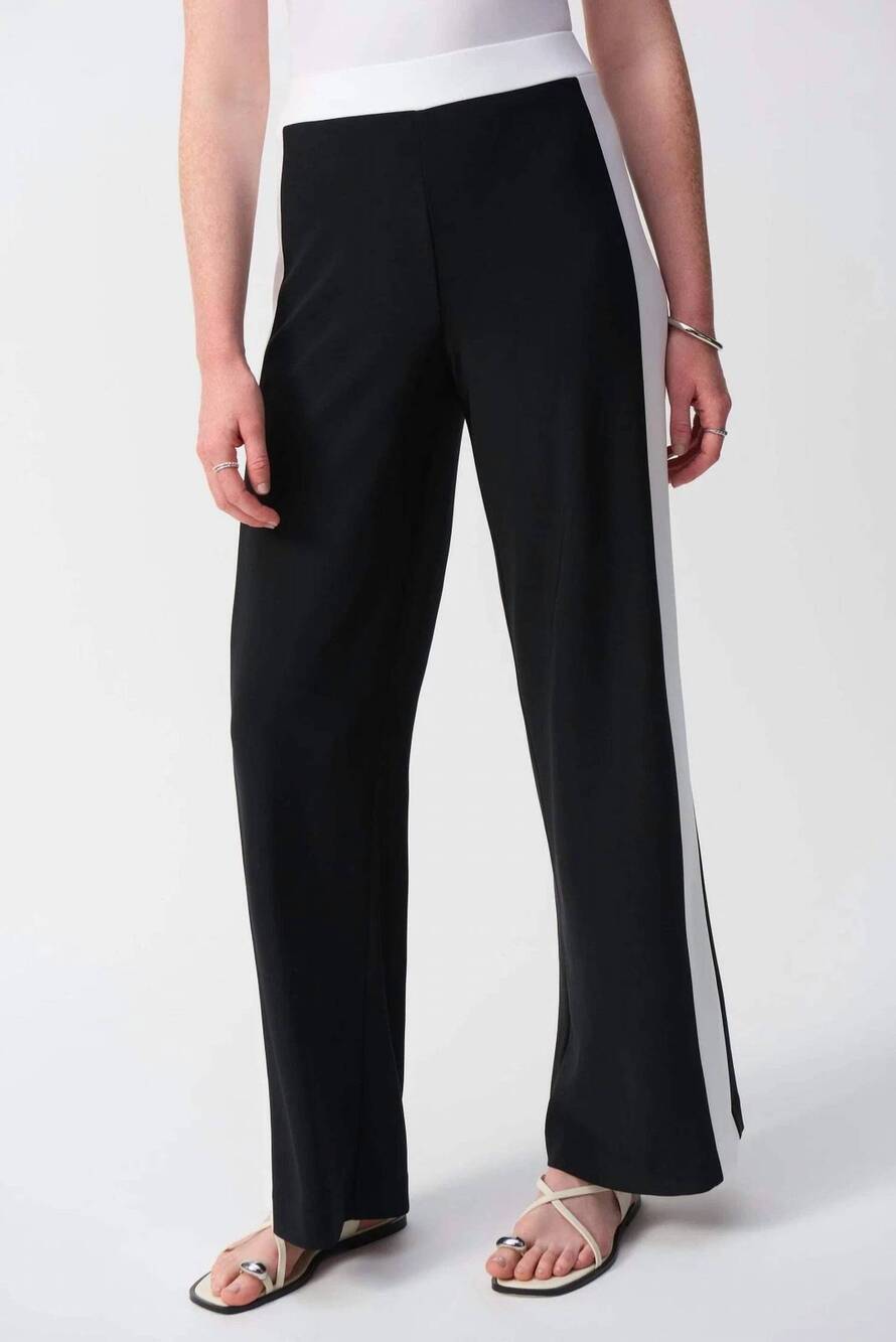NEW JOSEPH RIBKOFF two tone color block wide leg pants in black/ white